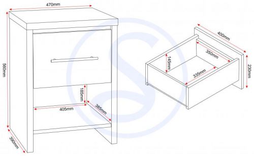 Click Here To Enlarge This Photo Of Seville 1 Drawer Bedside Cabinet