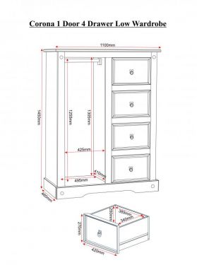 Click Here To Enlarge This Photo Of corona 1 door 4 drawer low wardrobe