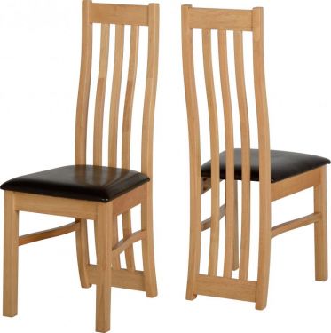Click Here To Enlarge This Photo Of Ainsley Chair in Oak Veneer/Brown Faux Leather