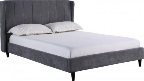 Click Here To Enlarge This Photo Of Amelia 5ft King Size Dark Grey Fabric Bed Frame.