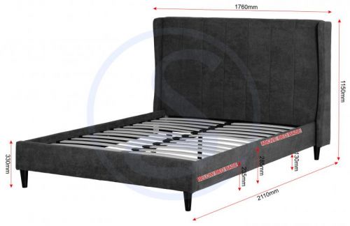 Click Here To Enlarge This Photo Of Amelia 5ft King Size Dark Grey Fabric Bed Frame.