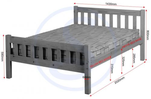 Click Here To Enlarge This Photo Of Carlow 4'6" Double Bed Frame in Antique Pine 