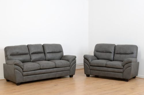 Click Here To Enlarge This Photo Of Capri 3+2 Suite in Black Faux Leather.