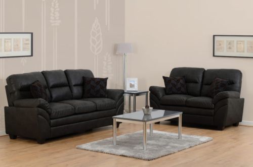 Click Here To Enlarge This Photo Of Capri 3+2 Suite in Black Faux Leather.