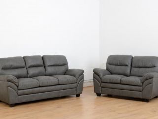 Capri 3+2 Suite in Grey Faux Leather.