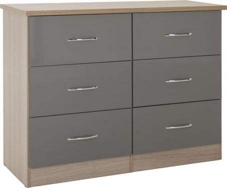 Click Here To Enlarge This Photo Of Nevada 6 Drawer Chest in Grey/Oyster or white Gloss.