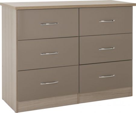 Click Here To Enlarge This Photo Of Nevada 6 Drawer Chest in Grey/Oyster or white Gloss.