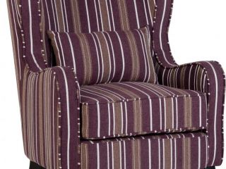 Sherborne Fireside Chair in Burgundy Stripe.