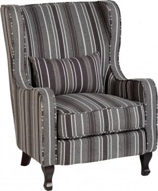 Click Here To Enlarge This Photo Of Sherborne Fireside Chair in Grey Stripe.