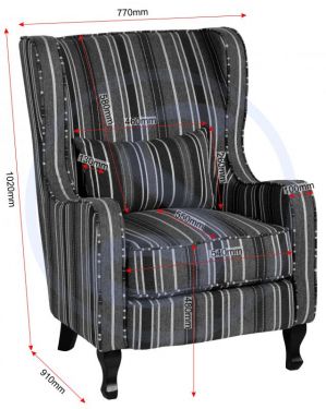 Click Here To Enlarge This Photo Of Sherborne Fireside Chair in Grey Stripe.