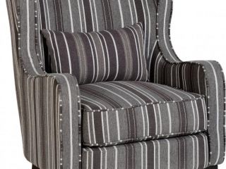 Sherborne Fireside Chair in Grey Stripe.