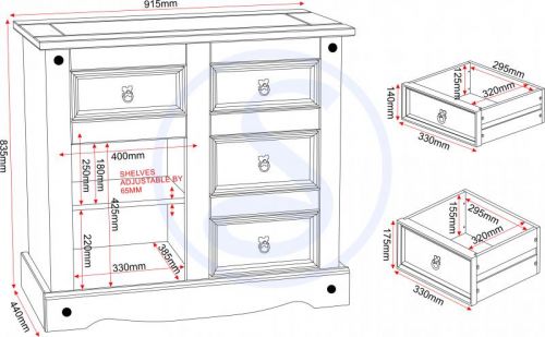 Click Here To Enlarge This Photo Of Corona 1 Door 4 Drawer Sideboard