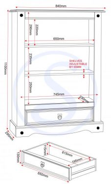 Click Here To Enlarge This Photo Of Corona 1 Drawer Bookcase