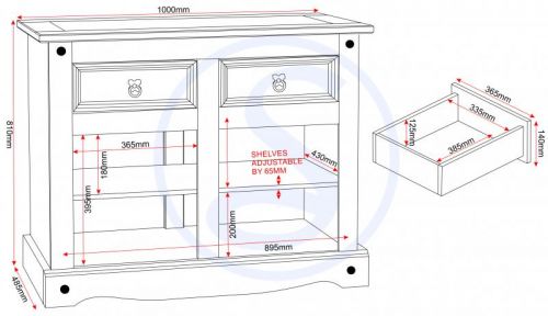 Click Here To Enlarge This Photo Of Corona 2 Door 2 Drawer Sideboard 