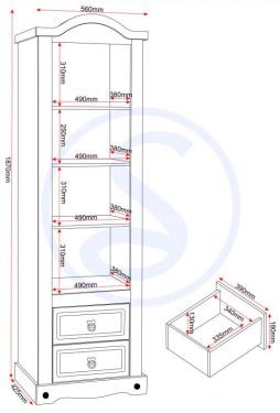 Click Here To Enlarge This Photo Of Corona 1 Door 2 Drawer Glass Display Unit
