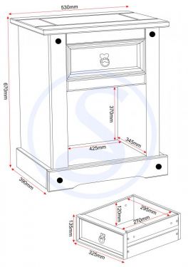 Click Here To Enlarge This Photo Of Corona 1 Drawer 1 Door Bedside Cabinet