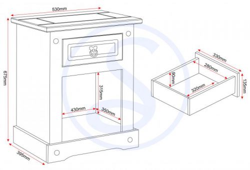 Click Here To Enlarge This Photo Of Corona 1 Drawer 1 Door Bedside Cabinet