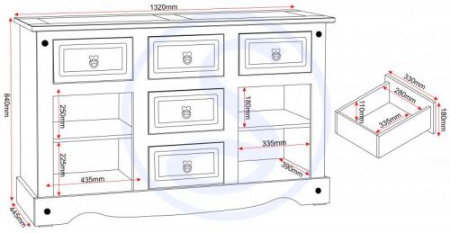 Click Here To Enlarge This Photo Of Corona 2 Door 5 Drawer Sideboard