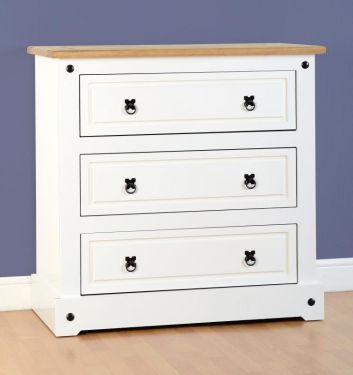 Click Here To Enlarge This Photo Of Corona 3 Drawer Chest in White or grey