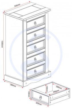 Click Here To Enlarge This Photo Of Corona 5 Drawer Narrow Chest