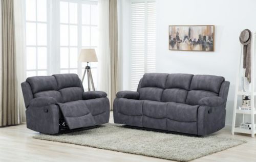 Click Here To Enlarge This Photo Of Alaska 3+2 Grey Fabric Recliner