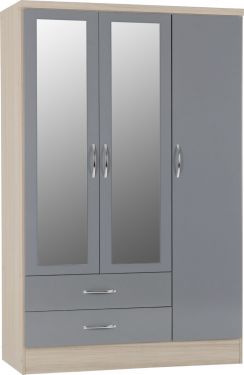 Click Here To Enlarge This Photo Of Nevada 3 Door 2 Drawer Mirrored Wardrobe