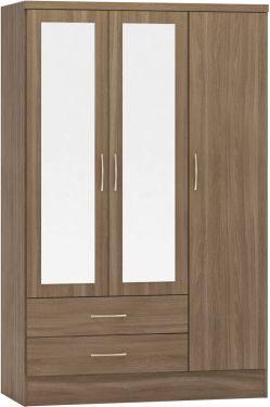 Click Here To Enlarge This Photo Of Nevada 3 Door 2 Drawer Mirrored Wardrobe