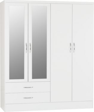 Click Here To Enlarge This Photo Of Nevada 4 Door 2 Drawer Mirrored Wardrobe