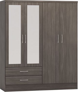 Click Here To Enlarge This Photo Of Nevada 4 Door 2 Drawer Mirrored Wardrobe