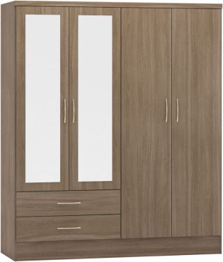 Click Here To Enlarge This Photo Of Nevada 4 Door 2 Drawer Mirrored Wardrobe