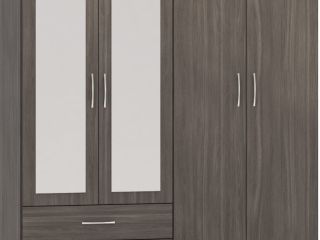 Nevada 4 Door 2 Drawer Mirrored Wardrobe