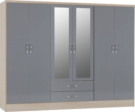 Click Here To Enlarge This Photo Of Nevada 6 Door 2 Drawer Mirrored Wardrobe 