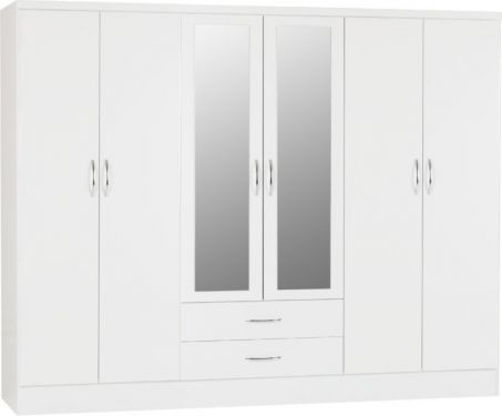 Click Here To Enlarge This Photo Of Nevada 6 Door 2 Drawer Mirrored Wardrobe 