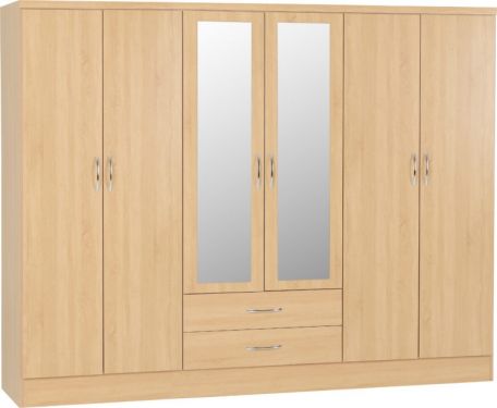 Click Here To Enlarge This Photo Of Nevada 6 Door 2 Drawer Mirrored Wardrobe 