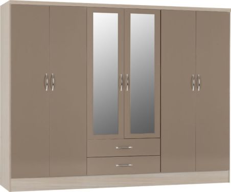 Click Here To Enlarge This Photo Of Nevada 6 Door 2 Drawer Mirrored Wardrobe 
