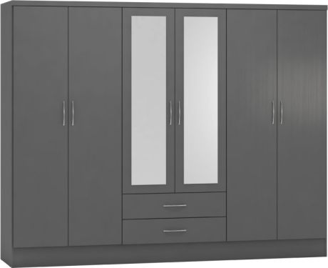 Click Here To Enlarge This Photo Of Nevada 6 Door 2 Drawer Mirrored Wardrobe 