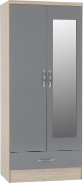 Click Here To Enlarge This Photo Of Nevada Mirrored 2 Door 1 Drawer Wardrobe 