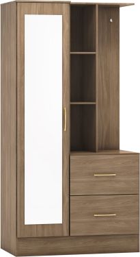 Click Here To Enlarge This Photo Of Nevada Mirrored Open Shelf Wardrobe.
