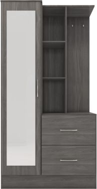 Click Here To Enlarge This Photo Of Nevada Mirrored Open Shelf Wardrobe.