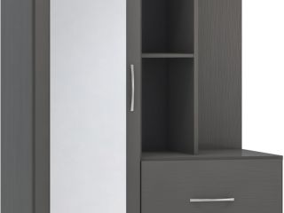 Nevada Mirrored Open Shelf Wardrobe.
