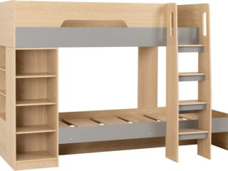 Pluto Bunk Bed Frame Grey/Oak Effect