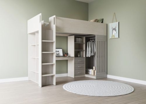 Click Here To Enlarge This Photo Of Jupiter High Sleeper Bed Frame,  White/Grey
