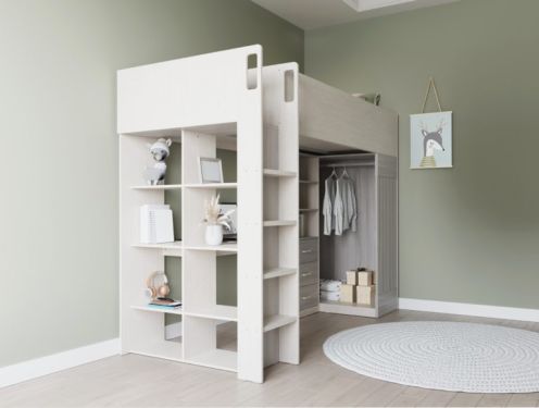 Click Here To Enlarge This Photo Of Jupiter High Sleeper Bed Frame,  White/Grey