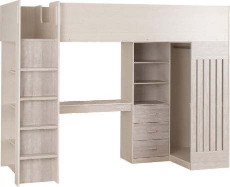 Click Here To Enlarge This Photo Of Jupiter High Sleeper Bed Frame,  White/Grey