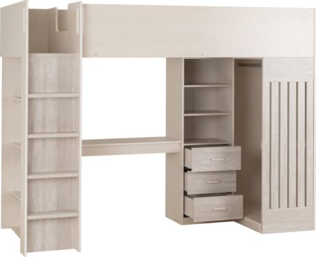Click Here To Enlarge This Photo Of Jupiter High Sleeper Bed Frame,  White/Grey