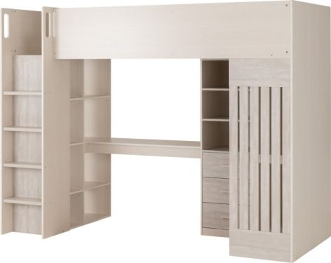 Click Here To Enlarge This Photo Of Jupiter High Sleeper Bed Frame,  White/Grey