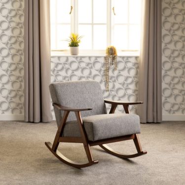 Click Here To Enlarge This Photo Of Kendra Rocking Chair Grey Fabric.