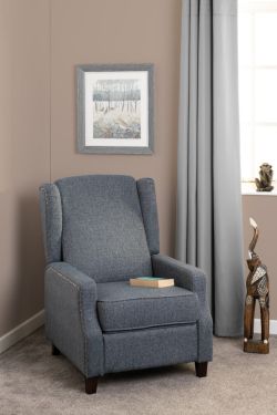 Click Here To Enlarge This Photo Of Kensington Recliner Chair Blue Fabric.