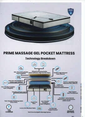 Click Here To Enlarge This Photo Of 4ft6 double massage prime 3000 pocket  gel  mattress.