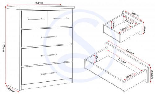 Click Here To Enlarge This Photo Of Seville 3+2 drawer chest